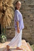 Made in Italy Old Town Pure Cotton Crochet Sleeve Top Lavender /29 = 